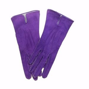 Vintage Purple Suede Leather Gloves Small 6 3/4